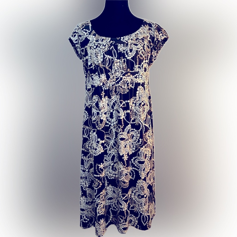 Geoffrey Beene All Occasion Black and Cream Patterned Dress